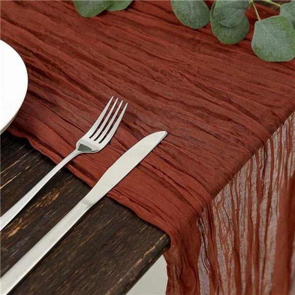 Valentines Day Rust Cheesecloth Table Runner 13.3ft Boho Gauze Cheese Cloth - Picture 2 of 6